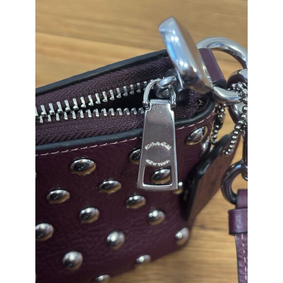 Coach CM031 Charlotte Leather Shoulder Crossbody Bag Rivets Deep Berry Studded - Picture 11 of 14